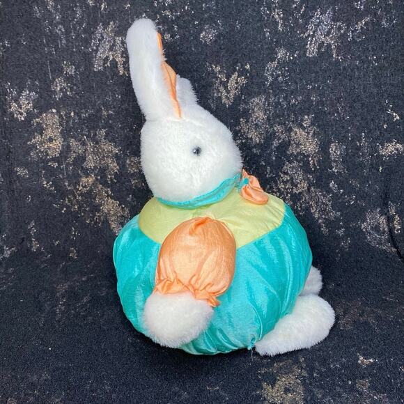 DanDee Puffalump Style Parachute Plush Rabbit Bunny Easter Peach Blue Orange - Picture 4 of 9